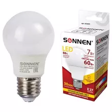 Лампа светодиодная Sonnen, 7 (60) Вт, цоколь E27, грушевидная, теплый белый свет, 30000 ч, LED A55-7W-2700-E27