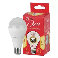 Лампа светодиодная Эра, 20(150) Вт, цоколь Е27, груша, теплый белый, 25000 ч, LED A65-20W-2700-E27