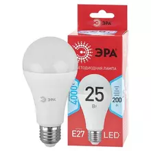 Лампа светодиодная Эра, 25(200) Вт, цоколь Е27, груша, нейтральный белый, 25000 ч, LED A65-25W-4000-E27