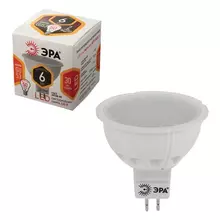 Лампа светодиодная Эра 6 (50) Вт цоколь GU5.3 MR16 теплый белый свет 30000 ч. LED smdMR16