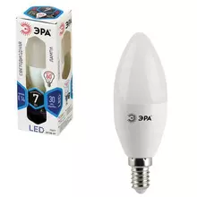 Лампа светодиодная Эра, 7 (60) Вт, цоколь E14, "свеча", холодный белый свет, 30000 ч. LED smd
