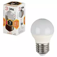 Лампа светодиодная Эра, 7 (60) Вт, цоколь E27, шар, теплый белый свет, 30000 ч. LED smd
