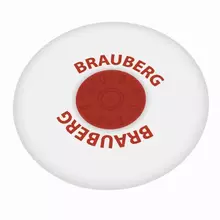 Ластик Brauberg "Energy" 30х30х8 мм. белый круглый красный пластиковый держатель
