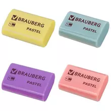 Ластик Brauberg "Pastel" 37х24х11 мм. ассорти пастельных цветов экологичный ПВХ