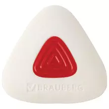 Ластик Brauberg "Trios PRO" 36х36х9 мм. белый треугольный красный пластиковый держатель