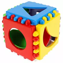 Логический куб "Мини" пластиковый ширина 8х8 см. 6 стенок 6 форм РЫЖИЙ КОТ