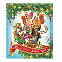 Магнит декоративный "Новогодний паровозик и мышата" 5х6 см. из агломерированного феррита