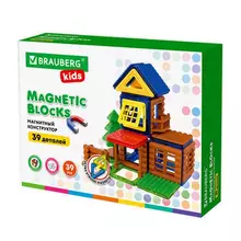 Магнитный конструктор MAGNETIC BUILD BLOCKS-39 "Построй дом" 39 деталей Brauberg Kids