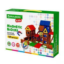 Магнитный конструктор MEGA MAGNETIC BUILD BLOCKS-129 "Построй дом", 129 деталей, Brauberg Kids