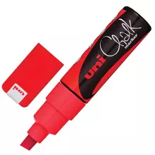 Маркер меловой UNI "Chalk" 8 мм. красный влагостираемый для гладких поверхностей