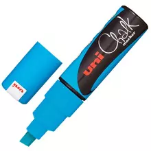 Маркер меловой UNI "Chalk" 8 мм. синий влагостираемый для гладких поверхностей