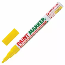 Маркер-краска лаковый (paint marker) 2 мм. желтый БЕЗ КСИЛОЛА (без запаха) алюминий Brauberg Professional