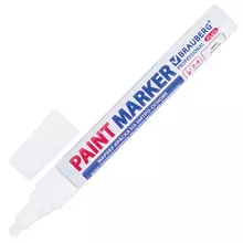 Маркер-краска лаковый (paint marker) 4 мм. белый НИТРО-ОСНОВА алюминиевый корпус Brauberg Professional Plus