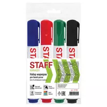 Маркеры стираемые для белой доски набор 4 цвета Staff "Manager" WBM-491 5 мм. с клипом