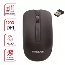 Мышь беспроводная Sonnen M-3032 USB 1200 dpi 2 кнопки + 1 колесо-кнопка оптическая черная
