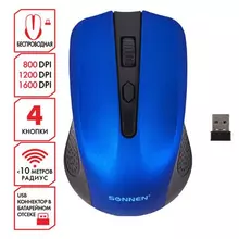 Мышь беспроводная Sonnen V99 USB 1000/1200/1600 dpi 4 кнопки оптическая синяя