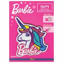Наклейка-патч многоразовый для одежды Barbie "Единорог", 8х14 см. Priority