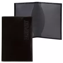 Обложка для паспорта Befler "Classic" натуральная кожа тиснение "Passport" черная
