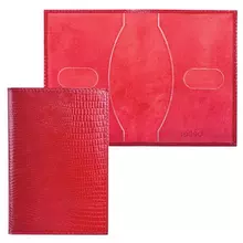 Обложка для паспорта Befler "Ящерица" натуральная кожа тиснение красная