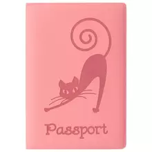 Обложка для паспорта Staff мягкий полиуретан "Кошка" персиковая