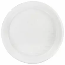 Одноразовые тарелки десертные, комплект 100 шт. пластик, d=170 мм. бюджет, белые, ПС, холодное/горячее, Laima