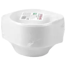 Одноразовые тарелки суповые, комплект 100 шт. пластик, 0,5 л. "бюджет", белые, ПС, холодное/горячее, Laima