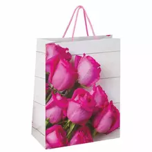 Пакет подарочный 26x127x324 см. Золотая Сказка "Розовые розы" ламинированный