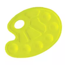 Палитра для рисования Юнландия желтая овальная 6 ячеек для красок и 4 для смешивания