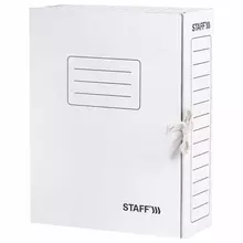 Папка архивная с завязками А4 (325х250 мм.) 100 мм. до 900 листов микрогофрокартон белая Staff