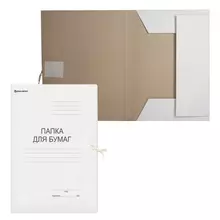 Папка для бумаг с завязками картонная Brauberg гарантированная плотность 280г./м2 до 200 л.