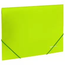 Папка на резинках Brauberg "Neon" неоновая зеленая до 300 листов 05 мм.