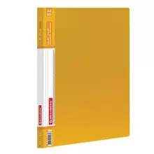 Папка с боковым металлическим прижимом и внутренним карманом Brauberg "Contract" желтая до 100 л. 07 мм. бизнес-класс