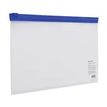 Папка-конверт на молнии малого формата (250х135 мм.) прозрачная молния синяя 011 мм. Brauberg