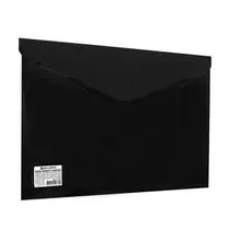 Папка-конверт с кнопкой Brauberg А4 до 100 листов непрозрачная черная сверхпрочная 02 мм.