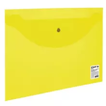 Папка-конверт с кнопкой Staff А4 до 100 листов прозрачная желтая 012 мм.