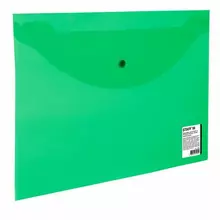 Папка-конверт с кнопкой Staff А4 до 100 листов прозрачная зеленая 015 мм.