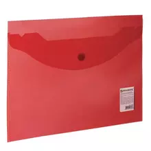 Папка-конверт с кнопкой малого формата (240х190 мм.) А5 прозрачная красная 018 мм. Brauberg