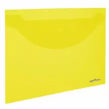 Папка-конверт с кнопкой Юнландия А4 до 100 листов прозрачная желтая 018 мм.
