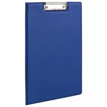 Папка-планшет Офисмаг А4 (340х240 мм.) с прижимом и крышкой картон/ПВХ Россия синяя