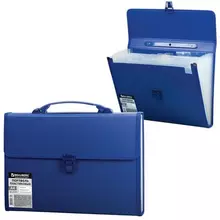 Папка-портфель пластиковая Brauberg А4 (332х245х35 мм.) 13 отделений синяя