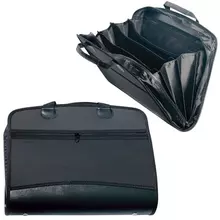 Папка-портфель пластиковая Brauberg А4+ (375х305х60 мм.) 4 отделения, 2 кармана, на молнии, черный