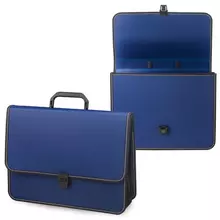 Папка-портфель пластиковая Brauberg КОНСУЛ А4 (370х280х120 мм.) 2 отделения фактура бисер синий