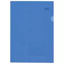 Папка-уголок с карманом для визитки А4 синяя 018 мм. AGкм4
