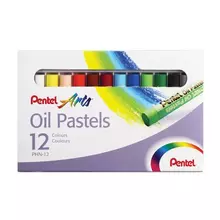 Пастель масляная художественная Pentel "Oil Pastels", 12 цветов, круглое сечение