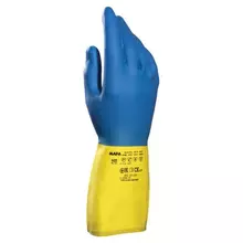 Перчатки латексно-неопреновые MAPA Duo Mix/ хлопчатобумажное напыление размер 8 (M) синие/желтые