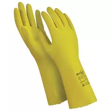 Перчатки латексные MANIPULA "Блеск", хлопчатобумажное напыление, размер 9-9,5 (L) желтые