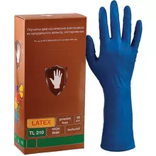 Перчатки латексные смотровые комплект 25 пар (50 шт.) M (средний) синие SAFE&CARE High Risk