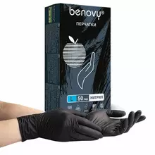 Перчатки нитриловые смотровые комплект 50 пар (100 шт.) размер L (большой) черные Benovy Nitrile MultiColor