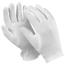Перчатки хлопчатобумажные MANIPULA "Атом", комплект 12 пар, размер 7 (S) белые