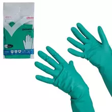 Перчатки хозяйственные нитриловые Vileda универсальные антиаллергенные размер L (большой) зеленые